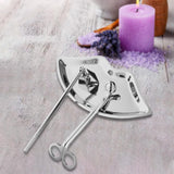 Maxbell Candle Accessory Set Wick Trimmer Wick Flame Snuffer Tray Gift Silver