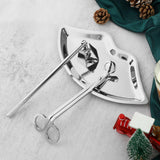 Maxbell Candle Accessory Set Wick Trimmer Wick Flame Snuffer Tray Gift Silver