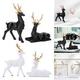 Maxbell Reindeer Resin Sculpture Craft Couple Deer Statue for Home Anniversary Black