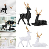Maxbell Reindeer Resin Sculpture Craft Couple Deer Statue for Home Anniversary Black