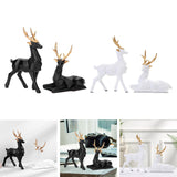 Maxbell Reindeer Resin Sculpture Craft Couple Deer Statue for Home Anniversary Black