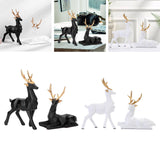 Maxbell Reindeer Resin Sculpture Craft Couple Deer Statue for Home Anniversary Black