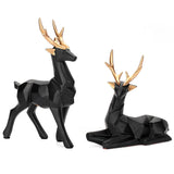 Maxbell Reindeer Resin Sculpture Craft Couple Deer Statue for Home Anniversary Black