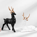 Maxbell Reindeer Resin Sculpture Craft Couple Deer Statue for Home Anniversary Black