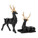 Maxbell Reindeer Resin Sculpture Craft Couple Deer Statue for Home Anniversary Black