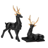 Maxbell Reindeer Resin Sculpture Craft Couple Deer Statue for Home Anniversary Black