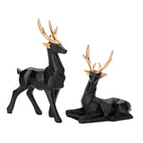 Maxbell Reindeer Resin Sculpture Craft Couple Deer Statue for Home Anniversary Black