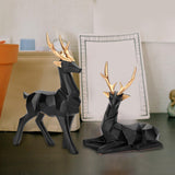 Maxbell Reindeer Resin Sculpture Craft Couple Deer Statue for Home Anniversary Black