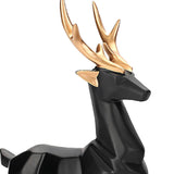 Maxbell Reindeer Resin Sculpture Craft Couple Deer Statue for Home Anniversary Black