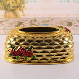 Maxbell Luxury Facial Tissue Box Cover Case for Countertops Bathroom Decorative gold red