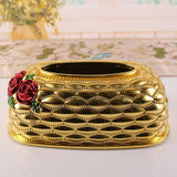 Maxbell Luxury Facial Tissue Box Cover Case for Countertops Bathroom Decorative gold red