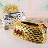 Maxbell Luxury Facial Tissue Box Cover Case for Countertops Bathroom Decorative gold red