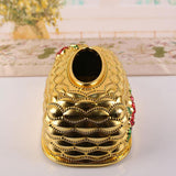 Maxbell Luxury Facial Tissue Box Cover Case for Countertops Bathroom Decorative gold red