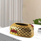 Maxbell Luxury Facial Tissue Box Cover Case for Countertops Bathroom Decorative gold red