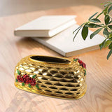 Maxbell Luxury Facial Tissue Box Cover Case for Countertops Bathroom Decorative gold red