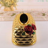 Maxbell Luxury Facial Tissue Box Cover Case for Countertops Bathroom Decorative gold red