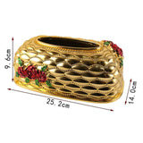 Maxbell Luxury Facial Tissue Box Cover Case for Countertops Bathroom Decorative gold red