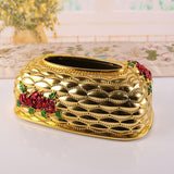 Maxbell Luxury Facial Tissue Box Cover Case for Countertops Bathroom Decorative gold red