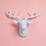 Maxbell Resin Deer Head Sculpture Wall Mount Animal Statue Figurines Decoration White