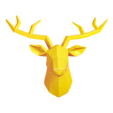 Maxbell Resin Deer Head Sculpture Wall Mount Animal Statue Figurines Decoration Yellow