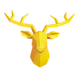 Maxbell Resin Deer Head Sculpture Wall Mount Animal Statue Figurines Decoration Yellow