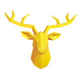 Maxbell Resin Deer Head Sculpture Wall Mount Animal Statue Figurines Decoration Yellow