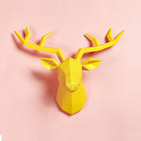 Maxbell Resin Deer Head Sculpture Wall Mount Animal Statue Figurines Decoration Yellow