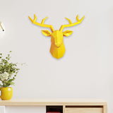 Maxbell Resin Deer Head Sculpture Wall Mount Animal Statue Figurines Decoration Yellow
