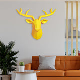 Maxbell Resin Deer Head Sculpture Wall Mount Animal Statue Figurines Decoration Yellow
