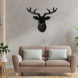 Maxbell Resin Deer Head Sculpture Wall Mount Animal Statue Figurines Decoration Black
