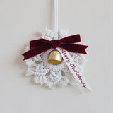 Maxbell Hand Woven Macrame Snowflake Jingle Bell Ornament Festive Pendant Charm Merry Christmas