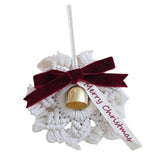 Maxbell Hand Woven Macrame Snowflake Jingle Bell Ornament Festive Pendant Charm Merry Christmas