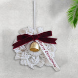 Maxbell Hand Woven Macrame Snowflake Jingle Bell Ornament Festive Pendant Charm Merry Christmas