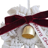 Maxbell Hand Woven Macrame Snowflake Jingle Bell Ornament Festive Pendant Charm Merry Christmas