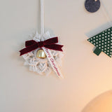 Maxbell Hand Woven Macrame Snowflake Jingle Bell Ornament Festive Pendant Charm Merry Christmas