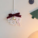Maxbell Hand Woven Macrame Snowflake Jingle Bell Ornament Festive Pendant Charm Merry Christmas
