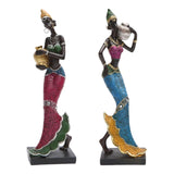Maxbell African Sculpture Tribal Lady Figure Dolls Ornaments for Desktop Decorations gold