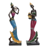 Maxbell African Sculpture Tribal Lady Figure Dolls Ornaments for Desktop Decorations gold