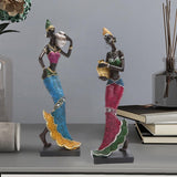 Maxbell African Sculpture Tribal Lady Figure Dolls Ornaments for Desktop Decorations gold
