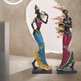 Maxbell African Sculpture Tribal Lady Figure Dolls Ornaments for Desktop Decorations gold