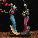 Maxbell African Sculpture Tribal Lady Figure Dolls Ornaments for Desktop Decorations gold