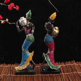 Maxbell African Sculpture Tribal Lady Figure Dolls Ornaments for Desktop Decorations gold