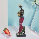 Maxbell African Sculpture Tribal Lady Figure Dolls Ornaments for Desktop Decorations gold