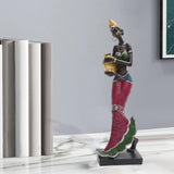 Maxbell African Sculpture Tribal Lady Figure Dolls Ornaments for Desktop Decorations gold