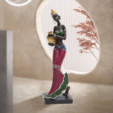 Maxbell African Sculpture Tribal Lady Figure Dolls Ornaments for Desktop Decorations gold