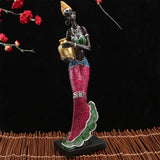 Maxbell African Sculpture Tribal Lady Figure Dolls Ornaments for Desktop Decorations gold