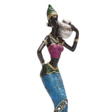 Maxbell African Sculpture Tribal Lady Figure Dolls Ornaments for Desktop Decorations silver
