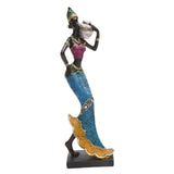 Maxbell African Sculpture Tribal Lady Figure Dolls Ornaments for Desktop Decorations silver