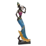 Maxbell African Sculpture Tribal Lady Figure Dolls Ornaments for Desktop Decorations silver