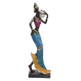 Maxbell African Sculpture Tribal Lady Figure Dolls Ornaments for Desktop Decorations silver